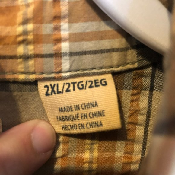 Red Head Brand SS Button Up Plaid Casual Shirt 2XL Tan - Picture 4 of 6